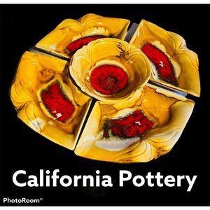 Retro Chip Dip Set MCM California Pottery Volcano
